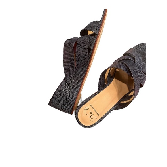 No.6 Orlando Woven hand made blue scaled stamped suede wedges - Picture 4 of 5